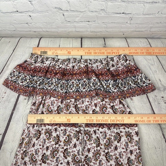 Knox Rose Womens Sz Med Bohemian Off The‎ Shoulder Tassel Tie Waist Floral Dress - Picture 6 of 10